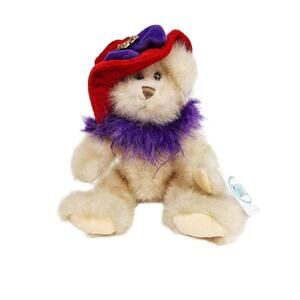 Ganz Garnette‎ Bear H6173 with Tag Beige with Purple Scarf and Red Hat  Jointed